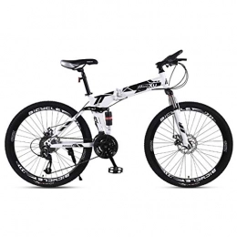 Jieer Bike Mountain Bike, 21 / 24 / 27 Speed Steel Frame 27.5 Inches 3-Spoke Wheels Dual Suspension Folding Bike, Black, 21speed