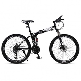 WZB Bike Mountain Bike 21 / 24 / 27 Speed Steel Frame 27.5 Inches 3-Spoke Wheels Dual Suspension Folding Bike, White, 21speed