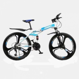 Hxx Bike Mountain Bike, 24" Double Disc Brake High Carbon Steel Bicycle 21 Speed Double Shock Off-Road Variable Speed Bicycle with Front And Rear Fender, Blue