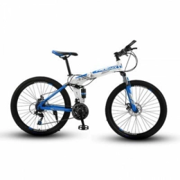 Hxx Bike Mountain Bike, 24" Double Shock Absorption High Carbon Steel Frame Bicycle 21 Speed Unisex Double Disc Brakes Mountain Bike Fast And Light, Whiteblue