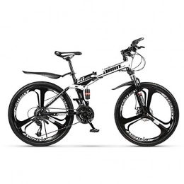 Jieer Bike Mountain Bike, 24 Inches 3-Spoke Wheels, Folding Bike 21 / 24 / 27 / 30 Speeds Steel Frame Dual Suspension Off-road Bicycle, Black 24Speed