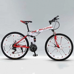 Hxx Bike Mountain Bike, 24" Unisex Double Disc Brakes Mountain Bike Fast And Light21 Speed Double Shock Absorption High Carbon Steel Frame Bicycle, Whitered