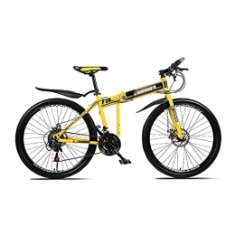 T-Day Bike Mountain Bike 26" 21 / 24 / 27-Speed Hardtail Mountain Bike Carbon Steel Folding Frame For Boys Girls Men And Women Spoke Wheels Dual Suspension Bicycle With Lockable Shock-abso(Size:21 Speed, Color:Yello)