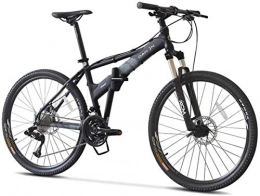 YANQ Bike Mountain Bike 26 inch 27 Speed Front Suspension Mountain Bike, Lightweight Hardtail Bike, Foldable Bicycle Frame Aluminum, Black, Black