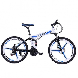 WZB Bike Mountain Bike, 26 Inch Folding bike with Sturdy Steel 6 Spokes Integrated Wheel, Premium Full Suspension and Shimano 24 Speed Gear, 10, 26