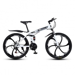 T-Day Folding Mountain Bike Mountain Bike 26 Inch Folding Mountain Bicycles 21 / 24 / 27 Speeds Dual-disc Brakes With Double Shock Absorber For Men Woman Adult And Teens, Multiple Colors(Size:21 Speed, Color:White)