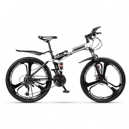 WZB Bike Mountain Bike 30 Speed Steel Frame 26 Inches 3-Spoke Wheels Dual Suspension Folding Bike, 1, 21speeds
