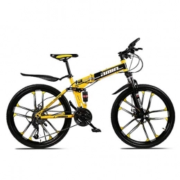 WZB Folding Mountain Bike Mountain Bike 30 Speed Steel Frame 26 Inches 3-Spoke Wheels Dual Suspension Folding Bike, 2, 27speeds