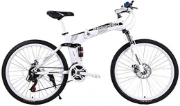 Mountain Bike Folding Mountain Bike Mountain bike Adult, 26in Carbon Steel 24 Speed Bicycle Dual Disc Brakes Mountain Bicycle For Men / Women ZHAOSHUNLI (Color : White)