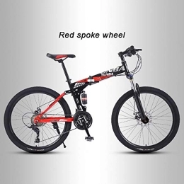 ZYZYZY Folding Mountain Bike Mountain Bike Adult Folding Lightweight High-carbon Steel Road Bike Variable Speed Disc Brake All Terrain MTB Racing Bicycle A-24 Speed 26 Inches