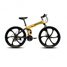 AXH Bike Mountain Bike Adult Mountain Bike 26 Inch 27 Speed Bicycle Bikes Folding Bike Portable Shock Absorb Vehicle Male Female Bicycle Variable Speed Bicycle, Yellow, 27 speed 26 inch