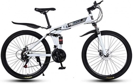 Mountain Bike BMX Folding Variable Speed 26 Inch Mountain Bike, 21-24 - 27 Speeds Lightweight High-carbon Steel Frame Bikes, Shock Absorption Dual Disc Brake (Color : White, Size : 27speed)