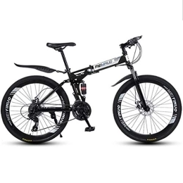 LADDER Folding Mountain Bike Mountain Bike, Carbon Steel Frame, Foldable Hardtail Bicycles, Dual Disc Brake and Double Suspension, 26" Wheel (Color : Black, Size : 21 Speed)