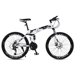 WJSW Bike Mountain Bike Child Bicycles 21 / 24 / 27 Speed Steel Frame 27.5 Inches 3-Spoke Wheels Dual Suspension Folding Bike, Black, 27speed