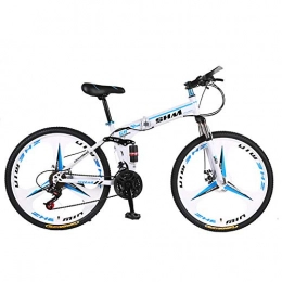 AI-QX Bike Mountain Bike, Foldable Adult Bike, 26 Inches, Boys And Girls 21 Speed BMX, Blue