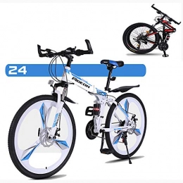 Hxx Bike Mountain Bike, Foldable Portable 26" High Carbon Steel Frame Full Suspension Bicycle 24 Speed Dual Disc Brakes Unisex Off Road Bicycle Quick Folding And Convenient Travel, D
