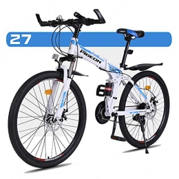 Hxx Bike Mountain Bike, Foldable Portable 26" High Carbon Steel Frame Full Suspension Bicycle 27 Speed Dual Disc Brakes Unisex Off Road Bicycle Quick Folding And Convenient Travel, A