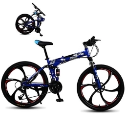 DORALO Folding Mountain Bike Mountain Bike Folding Bicycle, Double Shock-Absorbing Off-Road Speed Racing Male And Female Student Bicycle, Variable Speed, 26 Inch 27-Speed, Blue, Blue, 24 inch 27 speed B