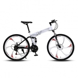 T-Day Bike Mountain Bike Folding Men's Mountain Bike 26 In Wheel Disc Brake Mountain Bicycle 21 / 24 / 27 Speeds With Carbon Steel Frame Suitable For Men And Women Cycling Enthusiasts(Size:21 Speed, Color:White)