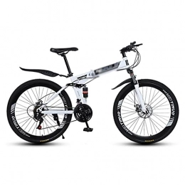 T-Day Bike Mountain Bike Folding Mountain Bike 26 Inch Wheels With Double Shock Absorber Design 21 / 24 / 27 Speeds With Dual-disc Brakes For A Path, Trail & Mountains(Size:27 Speed, Color:White)