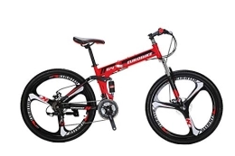 JMC Folding Mountain Bike Mountain Bike G4 21 Speed 26 Inches 3-Spoke Wheels Dual Suspension Adult Folding Bicycle