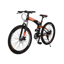 EUROBIKE Bike Mountain Bike G7 Steel Frame Folding Mountain Bike Full_ suspension 21-speeds Dual Disc Brake 27.5inchs Mountain Bicycle (Orange)