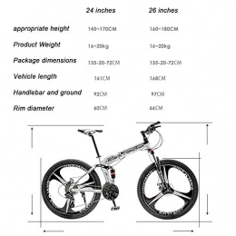 ZYZYZY Folding Mountain Bike Mountain Bike Lightweight MTB High-carbon Steel Speed Variable Speed Double Disc Brake 6 Cutter Wheel 26 Inches Road Bike A-24 Speed 24 Inches