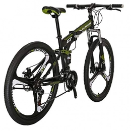 EUROBIKE Folding Mountain Bike Mountain Bike Mens 27.5 inch Folding Bicycle 17 inch Frame Dual Suspension (armygreen)
