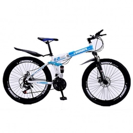 Jieer Folding Mountain Bike Mountain Bike, Steel Frame 26 Inches 3-Spoke Wheels Dual Suspension Folding Bike, 18 24speed