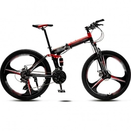 YHRJ Folding Mountain Bike Mountain Bike Variable Speed Shock Absorption, Foldable Road Bicycle For Men And Women, 24 / 26 Inch Wheel, MTB 21 / 24 / 27 Spd, Dual Mechanical Disc Brakes ( Color : Black red -21spd , Size : 26inch-wheel )