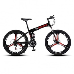 FTFDTMY Bike Mountain Bike with High Carbon Steel Frame, 26 / 26 inch Wheels, Double Disc Brake, Front Suspension Anti-Slip Folding Bikes, Black, 24 inch 21 Speed