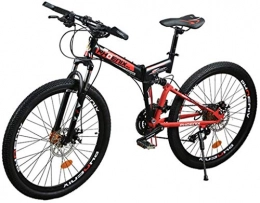 HCMNME Folding Mountain Bike Mountain Bikes, 24 / 26-inch Folding Mountain Bike City Road Comfortable Student 24 Speed Folded Mountain Bike Carbon Steel Mountain Bicycle Multiple Colour (Color : Red, Size : 24 inch) Alloy frame wit