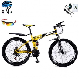 AI-QX Folding Mountain Bike Mountain Bikes Bicycles 30 speeds Lightweight Aluminium Alloy Frame Disc Brake, Yellow