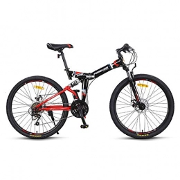 XIAXIAa Folding Mountain Bike Mountain Bikes, Folding Bikes, Road Bikes, 24 / 26 inch Wheels, 24 Speeds, Dual Shock-Absorbing Mountain Bikes, for Adults / red / 162×91cm