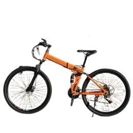  Folding Mountain Bike Mountain Bikes Mtb Bike Cycling Folding Bicycle for Adults Mens Women for Kids Variable Speed Adult, Orange, 26 inch 27 speed