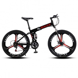 Mountain Bikes Folding Mountain Bike Mountain Bikes Tx Adult Folding, 21-Speed Durable Heavy Duty Mountain Trail Bike, 24'' High Carbon Steel Outroad Bicycles, Full Suspension Mtb Gears Dual Disc Brakes Mountain Bicycle