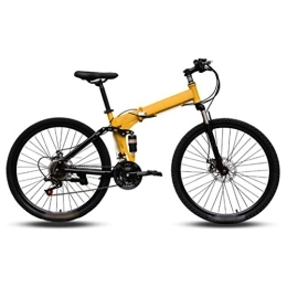  Folding Mountain Bike Mountain Folding Bicycle, 26-Inch 21-Speed Spoke Wheel with Variable Speed Double Shock Absorber Bicyclemountain Folding Bicycle Fast Folding, Easy To Carry, Yellow