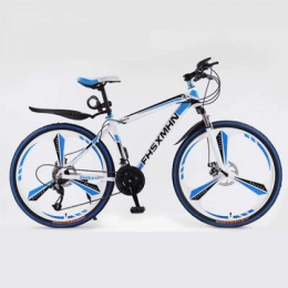 Hxx Folding Mountain Bike Mountain Folding Bicycle, Double Disc Brake High Carbon Steel Material Bicycle 21 Speed Unisex Variable Speed Shock Absorber Bicycle with Non Slip Feet, Whiteblue