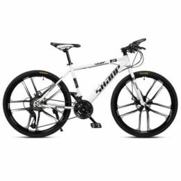 Hxx Bike Mountain Folding Bike, 24" High Carbon Steel Variable Speed Mountain Bike Bicycle 21 Speed Double Disc Brakes for Boys And Girls Fast Folding Bike, White