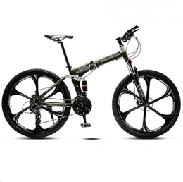 Llpeng Folding Mountain Bike Mountain Folding Bike Men and Women, 24 Inches 21-speed Variable-speed Mountain Bike, Double Shock-absorbing 6-knife Wheels Student MTB Racing, Road / Flat Ground / Work Universal Bicycles, 8-second Fold