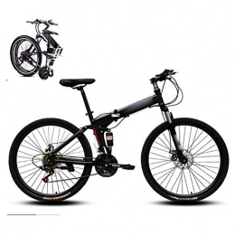 Mountain Trail Bike, Portable Folding Bike for Adults Student,24 Speed 26-Inches Wheels Dual Disc Brake Folding Bike Bicycle Fat Tire, Fold up Bike City Bike, MTB Damping Bicycle Urban Bike,Black