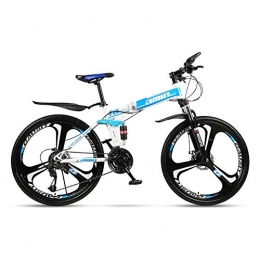 LQLD Bike Mountain Trail Bike Steel Carbon Mountain Bicycles Silent Speed Change Design Fold at Any Time Light And Durable Suspension Mountain Bike Load Capacity 160Kg, Blue, 24 inches