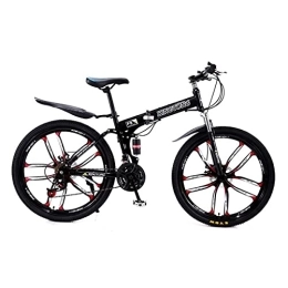 MQJ Folding Mountain Bike MQJ 26 inch Foldable Mountain Bike Carbon Steel 21 Speeds with Shock-Absorbing Front Fork Foldable Men MTB Bicycle for Men Woman Adult and Teens, Multiple Colors / Black