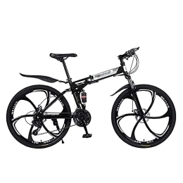 MQJ Folding Mountain Bike MQJ 26-Inch Mountain Bike, Men's Double-Disc Brake Hard-Tail Bicycle with Adjustable Speed Folding High Carbon Steel Frame 21 / 24 / 27 Speed, C~26 Inches, 21 Speed
