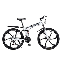 MQJ Folding Mountain Bike MQJ 26-Inch Mountain Bike, Men's Double-Disc Brake Hard-Tail Bicycle with Adjustable Speed Folding High Carbon Steel Frame 21 / 24 / 27 Speed, D~26 Inches, 24 Speed