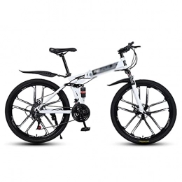 MQJ Folding Mountain Bike MQJ Folding Mountain Bike 21 Speed Bicycle 26 Inches Mens MTB Disc Brakes Bicycle for Adults Mens Womens / White / 24 Speed