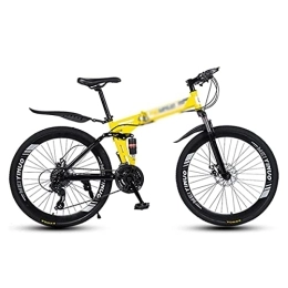MQJ Folding Mountain Bike MQJ Folding Mountain Bike 26 inch Wheels with Double Shock Absorber Design 21 / 24 / 27 Speeds with Dual-Disc Brakes for a Path, Trail &Amp; Mountains / Yellow / 24 Speed