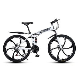 MQJ Folding Mountain Bike MQJ Folding Mountain Bike Dual-Disc Brakes 21 / 24 / 27 Speed with Carbon Steel Frame for a Path, Trail &Amp; Mountain, Multiple Colors / White / 21 Speed