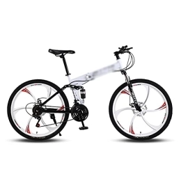 MQJ Folding Mountain Bike MQJ Folding Mountain Bikes 21 / 24 / 27 Speed Dual Disc Brake Front Suspension 26 Inches Anti-Slip Bicycle for Man Woman Teenager / White / 21 Speed