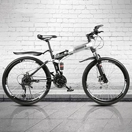 MQJ Folding Mountain Bike MQJ Mountain Bike 21 / 24 / 27 Speed Steel Frame 26 Inches 3 Spoke Wheel Dual Suspension Folding Bike for Men Woman Adult and Teens / White / 21 Speed